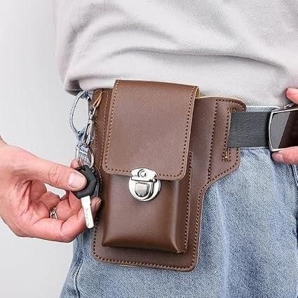 Multipurpose PU Leather Mobile Pouch with Belt Loop