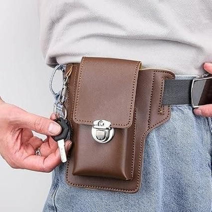 Multipurpose PU Leather Mobile Pouch with Belt Loop